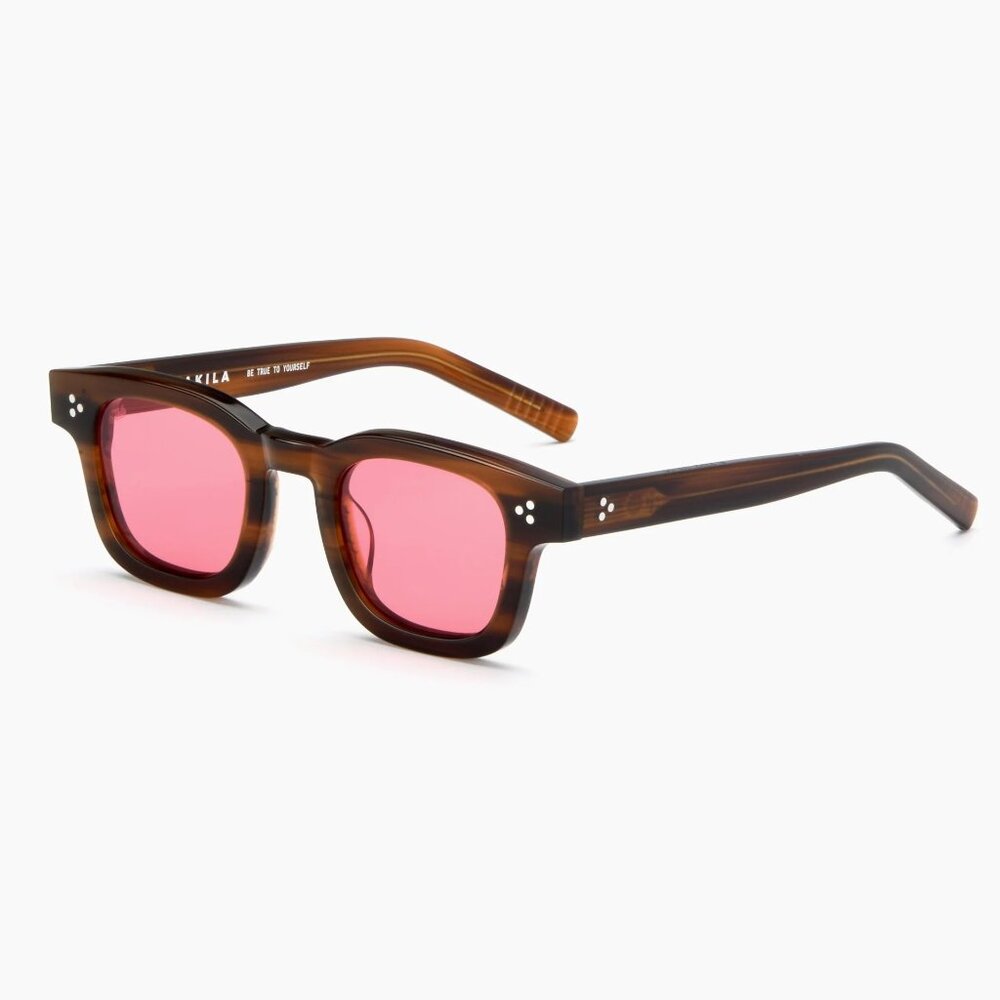 AKILA Ascent Square Sunglasses; Havana Brown Acetate Frames, Rose Lens; Unisex